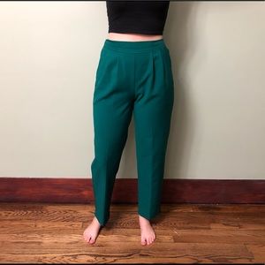 Vintage Dark Forest Green High Waisted Pants